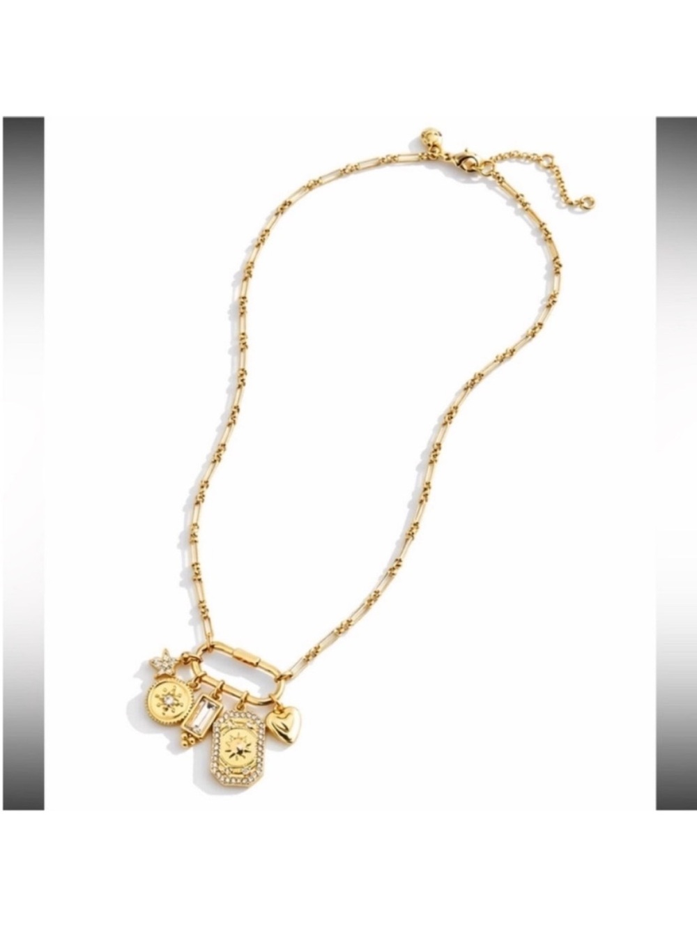 New! J.Crew Gold Plated Carabiner Charm Necklace NWT - Picture 2 of 4